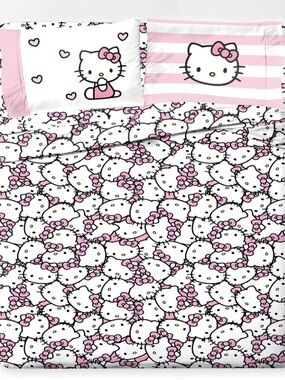 Jay Franco Hello Kitty 4 Piece Full Sheet Set Soft Microfiber